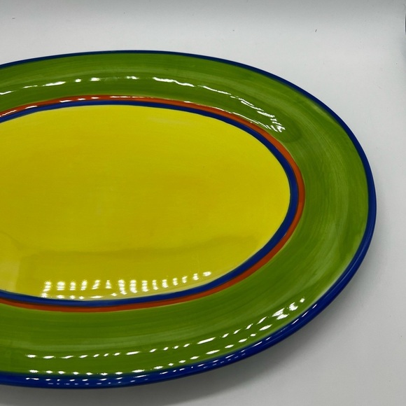 Dansk Yellow and Green Caribe Oval Serveware Platter NWT - Picture 9 of 10